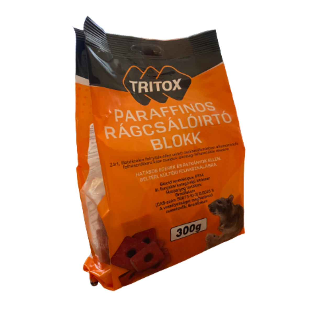Tritox paraffinos rágcsálóirtó blokk, viasztömbbe zárt méreg egér és patkány ellen, 300 g - Image 2